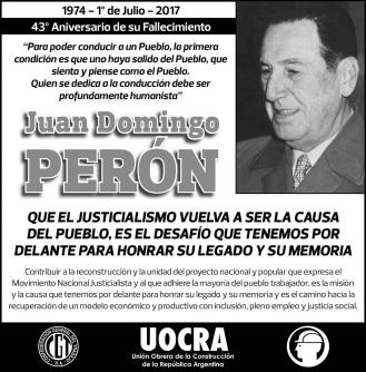 43 Aniversario del Fallecimiento de Juan domigo Per&oacute;n