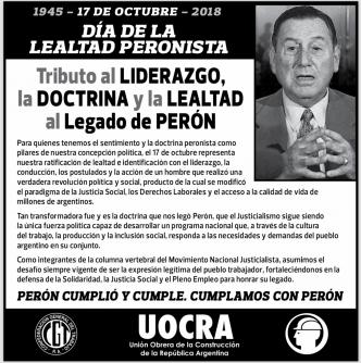  D&Iacute;A DE LA LEALTAD PERONISTA