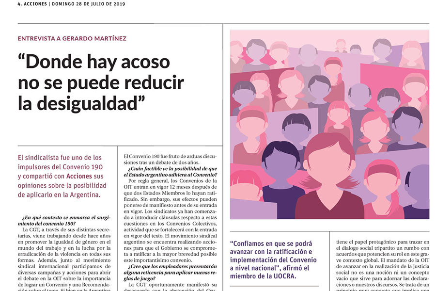 Donde hay acoso no se puede reducir la desigualdad - entrevista a Gerardo Martinez