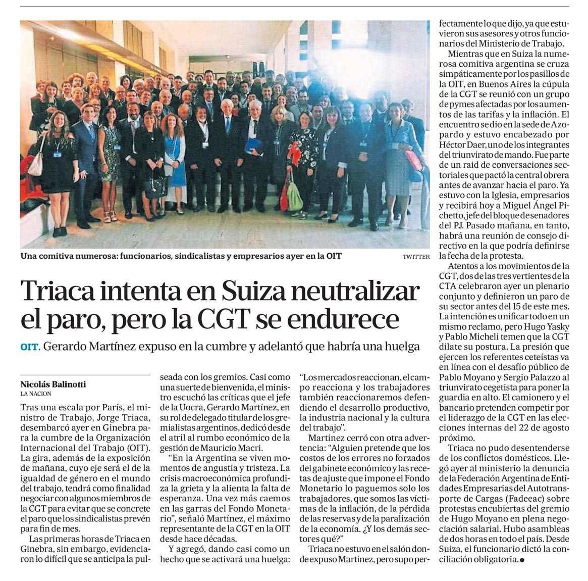 Discursos de Gerardo Martinez en OIT - Repercusiones.